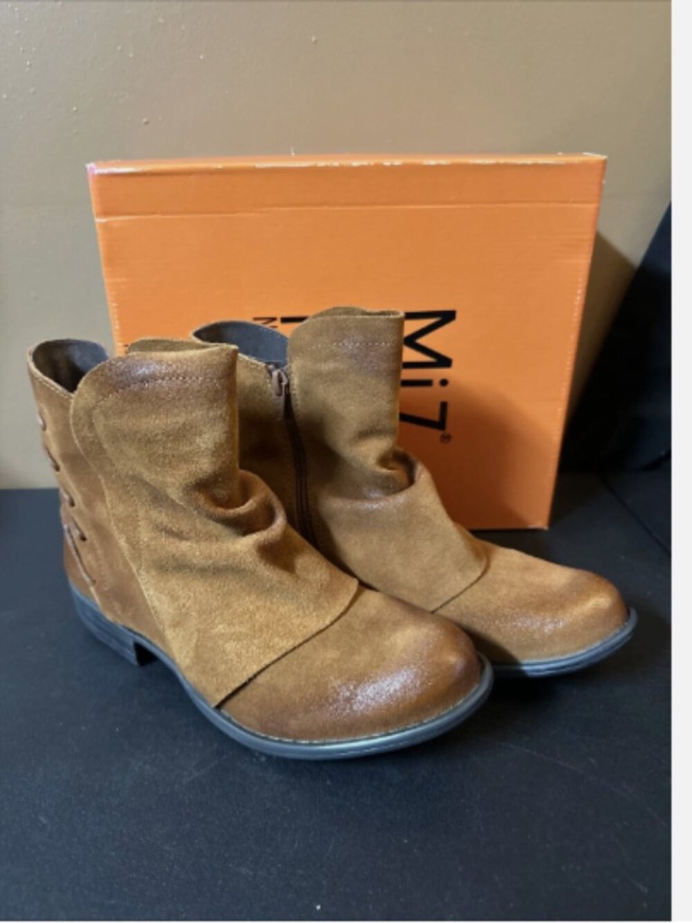 Miz Mooz Suede Ruched Ankle Boots-Dotti-Wheat Suede-EU 42 (US 10.5-11)-A670295